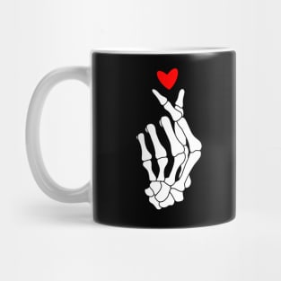 Red Finger Heart Skeleton Hand Mug